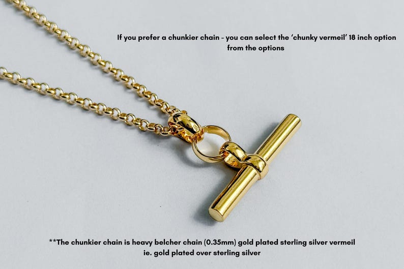 Gold Vermeil T-Bar Necklace | Gold Filled Chain image 4