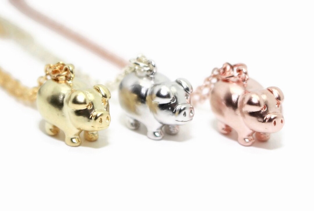 Pig Necklace Animal Lover Necklace Silver Pig Gold Pig - Etsy