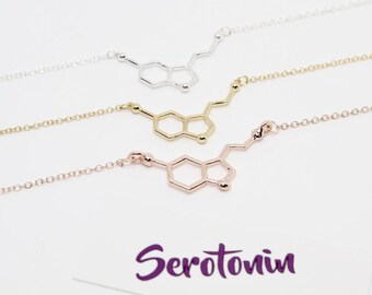 Serotonin Necklace, Serotonin Molecule Necklace, Charm Necklace, Anxiety Jewelry, Anxiety Necklace, Get Well Soon Gift, Minimalist Jewelry