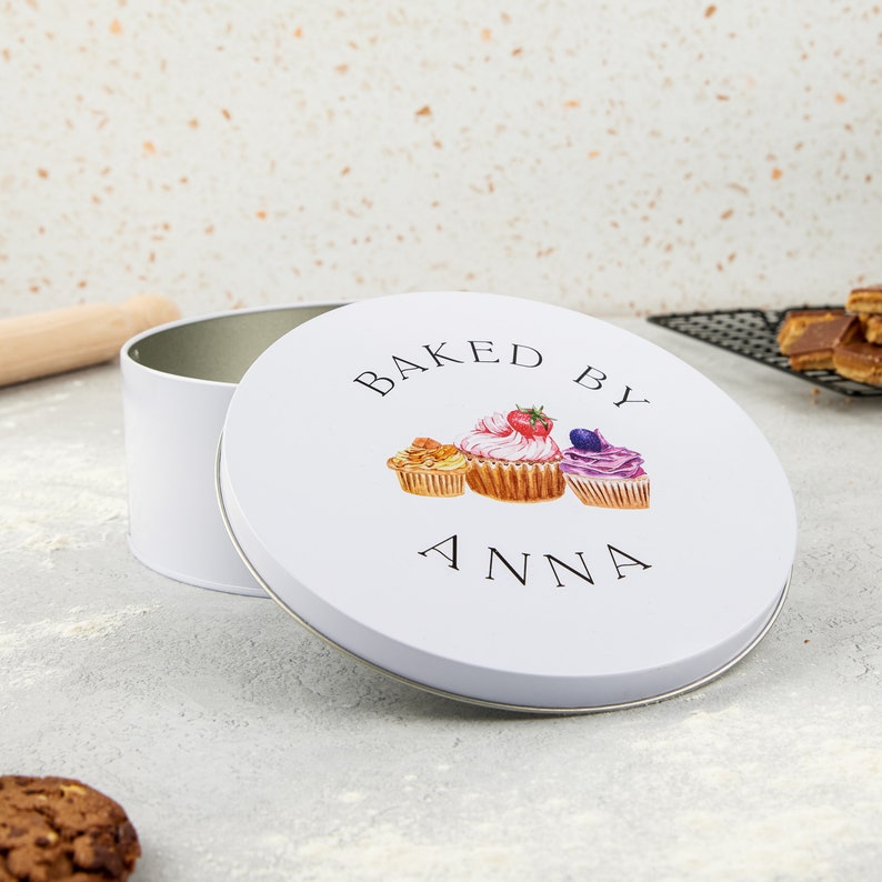 Baked By Personalised Cake Tin Personalized Gifts for Her, Gifts Personalized Baking Gifts, Birthday Gift for Baker, Cupcake Tin image 3