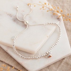925 sterling silver Robin charm bracelet with personalised heart charm Robin bracelet bead bracelet sterling silver bracelet Robin gift Etsy
