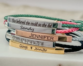 Personalised Name Bracelet | Engraved Skinny Bar Bracelet