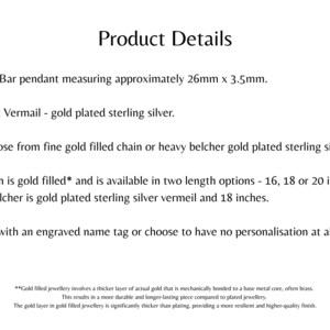 Gold Vermeil T-Bar Necklace | Gold Filled Chain image 2