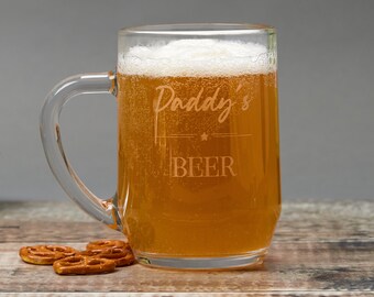Personalised Beer Glass - Personalized Gifts for Dad - Fathers Day Gift - Birthday Gifts for Him - Custom Beer Mug - Beer Gifts