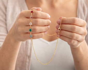 Custom Birthstone Necklace for Mom | Family Birthstone Jewellery | Birthday Gift for Her