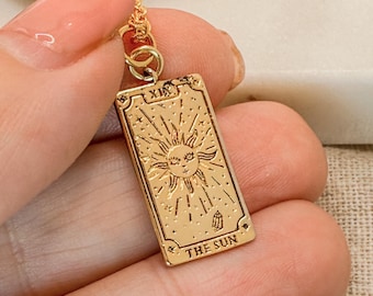 The Sun Tarot Card Necklace – Gold Plated – Minimalist Tarot Jewellery Gift for Her