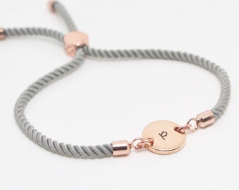 Initial Bracelet, Adjustable - Personalised Jewellery Gifts for Her - Rose Gold Bracelets for Women - Personalized Birthday Gifts for Women