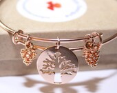 Autumn Bracelet Fall Bracelet Autumn Bangle Rose Gold Bangle Tree of Life  Bracelet Tree of Life Bangle Pine Cone Bangle