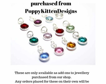 Birthstone Charms, Add On Charms, Personalise Your Jewellery, Add On Birthstone Crystal, Add on Birthstone Charms