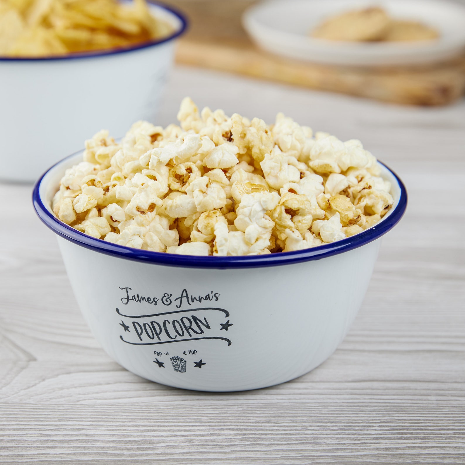 Personalised Couples Enamel Popcorn Bowl Personalized Etsy