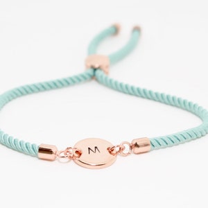 Pulsera con inicial - Pulsera ajustable turquesa - Regalos de cumpleaños para ella - Pulseras personalizadas para mujeres - Regalos para adolescentes