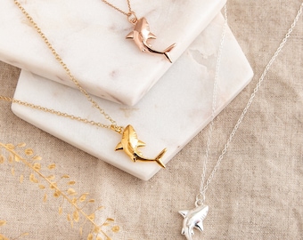 Shark Necklace, Necklaces for Women, Birthday Gift for Her, Shark, Ocean Inspired, Scuba Jewelry, Personalise Jewellery, Gold Shark Necklace