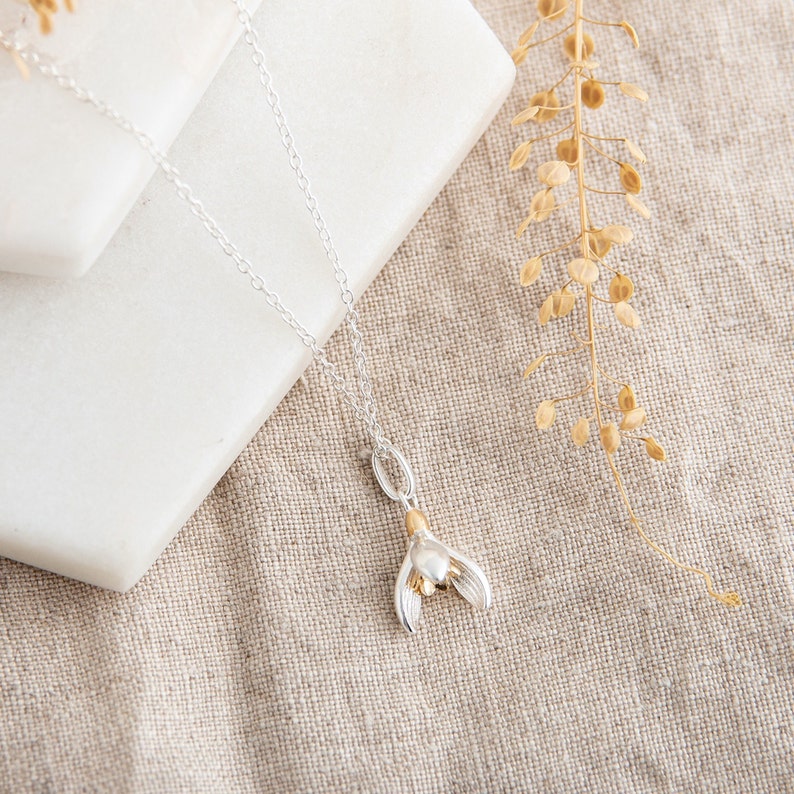 January Birth Flower Necklace Sterling Silver Snowdrop Necklace Personalised Gift January Birthday Gift January Necklace Snowdrop No personalisation