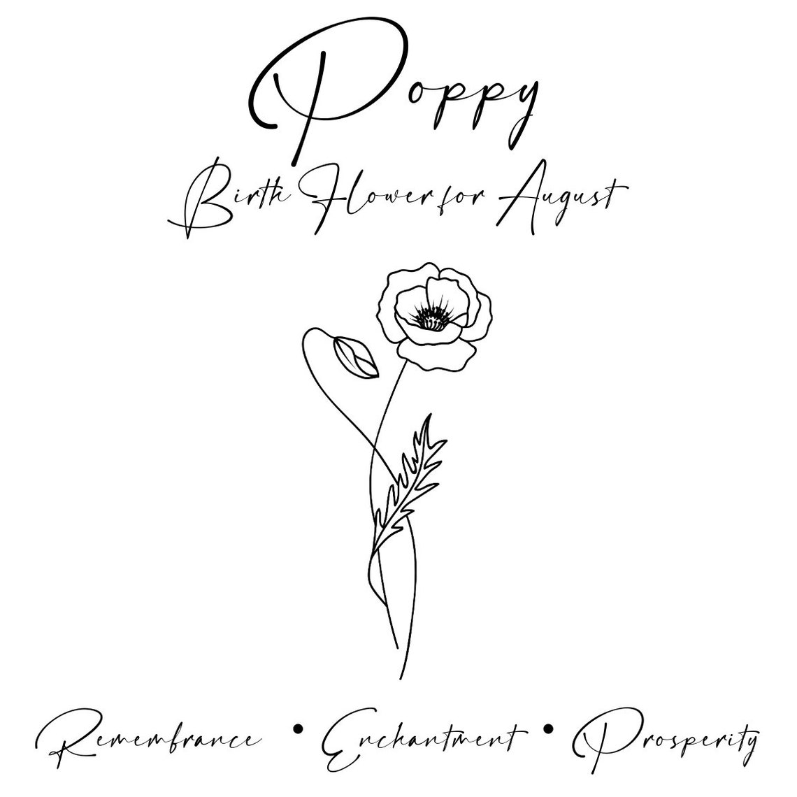 August Birth Flower Necklace Poppy Necklace Sterling Silver Etsy