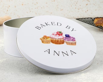 Baked By Personalised Cake Tin - Personalized Gifts for Her, Gifts - Personalized Baking Gifts, Birthday Gift for Baker, Cupcake Tin