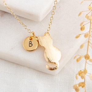 Gold Cat Charm Necklace Minimalist Cat Necklace Birthday Gift Idea for Cat Lovers Cat Jewelry Cat Pendant Necklace Gift for Her image 1