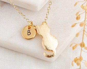 Collier chat en or avec breloques - Collier chat minimaliste - Idée cadeau d'anniversaire pour les amoureux des chats - Bijoux chat - Collier pendentif chat - Cadeau pour elle