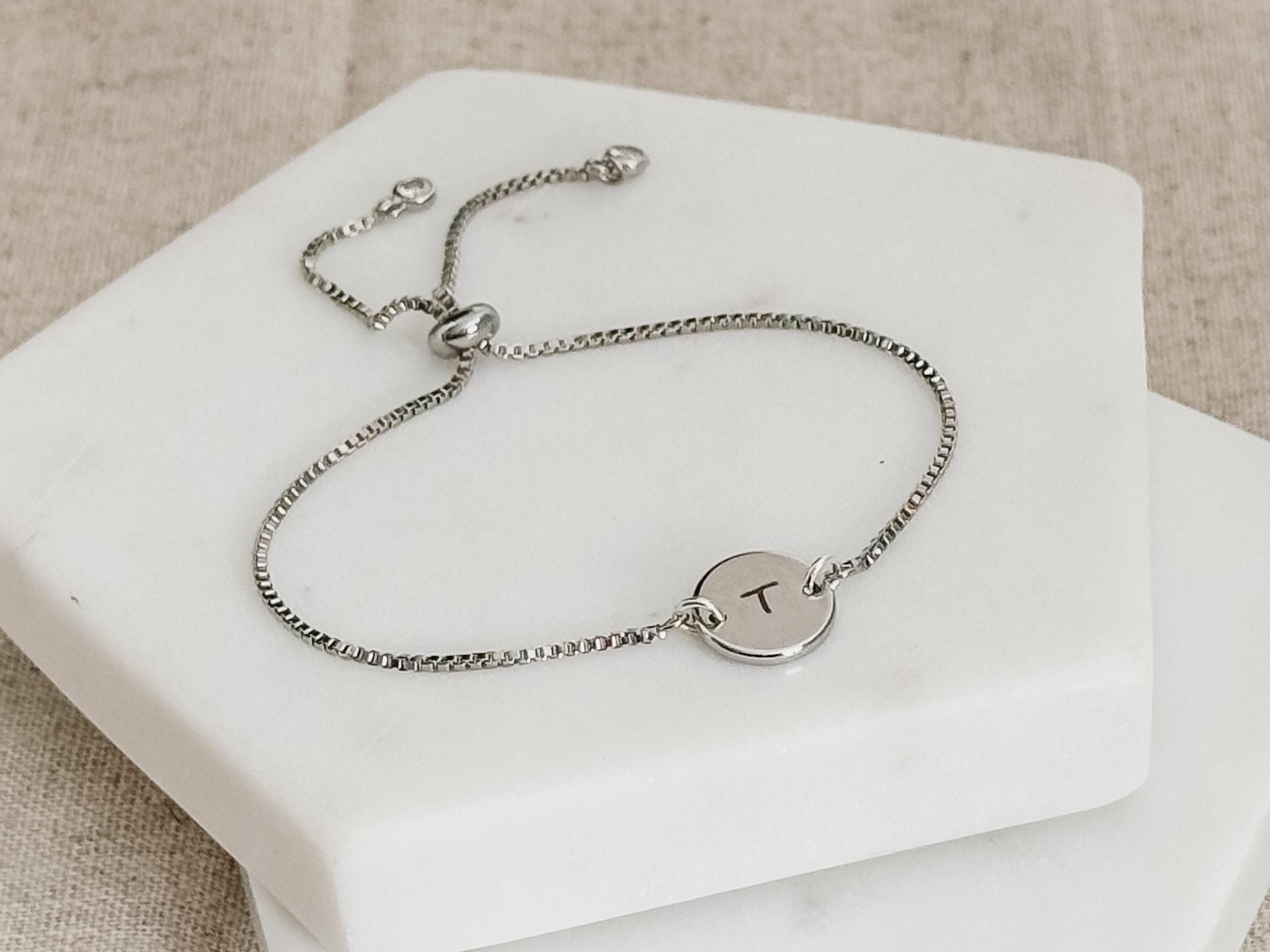 Bracciale Iniziale Da Donna Con Lettera Dalla A Alla Z - Argento, 16+5 Cm, Regalo Personalizzato Per Compleanno, Natale, Per Ragazze E Adolescenti