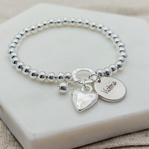 Personalisiertes Armband mit Namen und Herz Gravur Geschenk für Sie Geburtstagsgeschenk für Frauen Geschenk für Mama Personalisiertes Silber Armband Bild 6