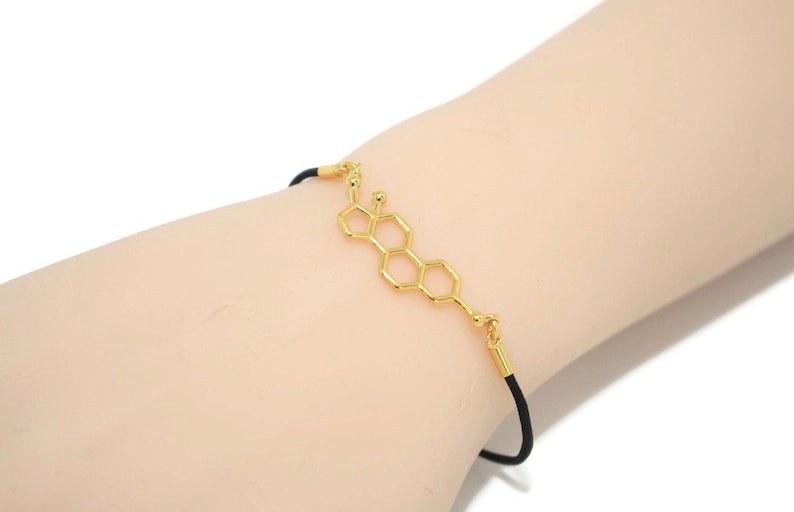 Science Teacher Gift Gold Bracelet Bracelets for Women Gifts for Women Gift for Her Feminist Feminist Oestrogen Molecule Bracelet