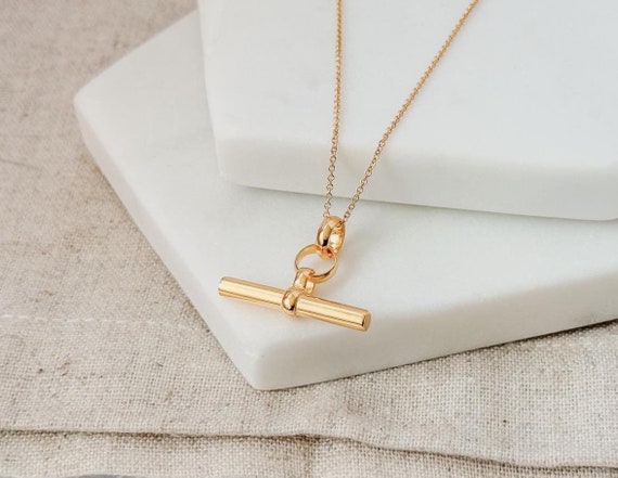 Gold Vermeil T-Bar Necklace | Gold Filled Chain