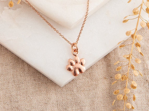 rose gold paw print necklace