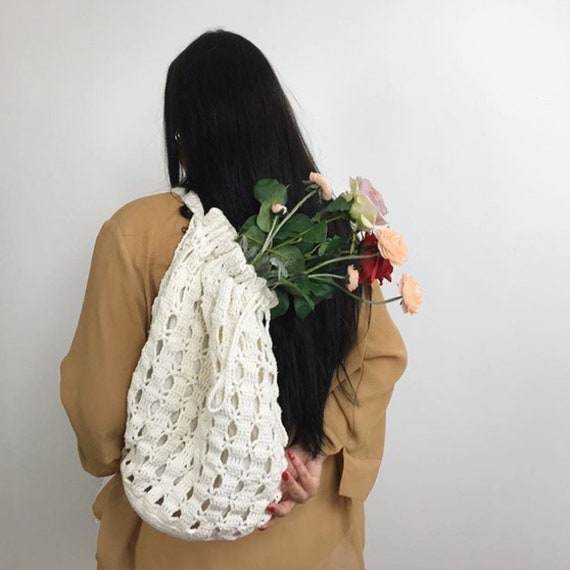Vintage Crochet Market Bag Häkeltasche