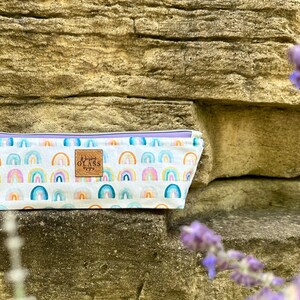 Rainbow Zipper Pouch | zipper bag | notions pouch | pencil bag | makeup bag | cord bag | travel bag | unique gift -Handmade in the USA