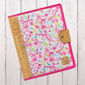 Carpeta de proyecto premium WGD para punto de cruz y bordado / Cinta rosa + Concientización floral sobre el cáncer de mama