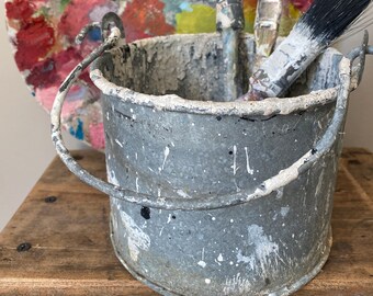 Vintage Paint Pot|Metal Paint Can|Rustic Paint Pot|Metal Paint Kettle|Paint Pot with Handle