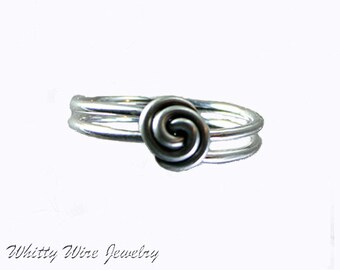 Sterling silver rose ring, size 6