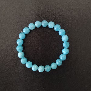 Bracelet Aquamarine Round Plain Beads Natural Gemstone Fashion Jewelry 7&quot; Bracelet AN-209