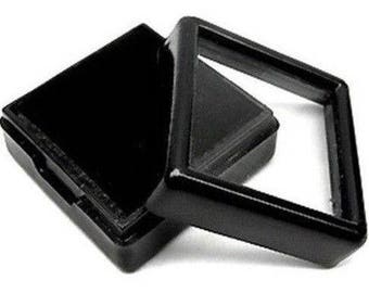 Black Gem Display Box, 20 Stück Kunststoff Aufbewahrungsbehälter (4x4 cm)