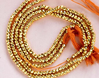 Golden Pyrite Rondelle Faceted Beads, 4mm, 13" Strand