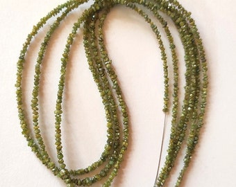 Cuentas de diamante verde en bruto - Lote de 3 hebras, 40 cm (16") para joyería