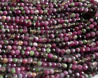 Ruby Zoisite Gemstone Beads, 2.5mm Round Faceted, 13" Strand