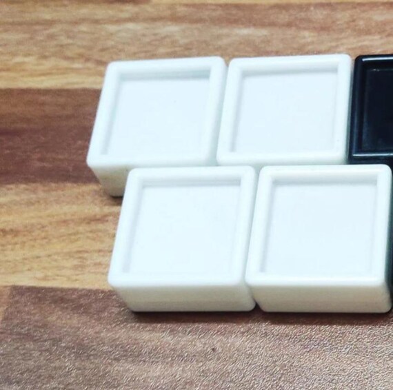 thumbnail image 2 of 40 Pcs 3x3 Cm Gem Display Plastic Box – White Padded Jewelry Case With Velvet Lining 2 of 2