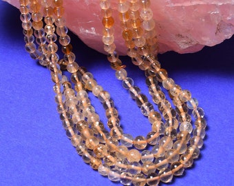 Cuentas de citrino: redondas, de 2,5 a 5 mm, hilo de 40 cm (16 pulgadas).