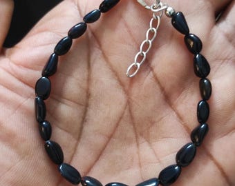 Pulsera de ópalo Welo etíope negro en plata de ley 925 / Pepita hecha a mano