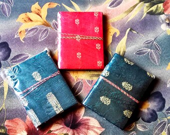 Handmade Gemstone Painting Journal, Small Indian Art Sketchbook