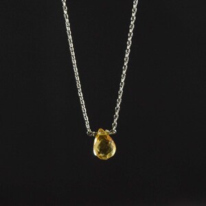 925 Sterling Silver Chain Citrine Yellow Tiny Layering Necklace November Birthstone Elite Classy Dainty Minimal Delicate cute Birthday Gift