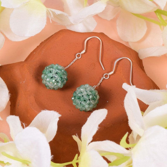 Orecchini in argento sterling 925 Elite con avventurina naturale, fatti a mano, regalo per le donne. - Italia