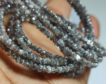 Uncut Grey Diamond Beads, 3 Strand Lot - 65 Carats