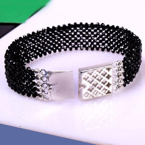 AAA+ Black Spinel Exclusive Bracelet / Black Spinel Beads Bracelet / Faceted Rondelle Beads Bracelet / 925 Sterling Silver Bracelet.