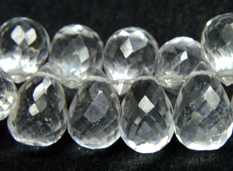 Natural Gemstone Crystal Quartz Side Drilled Drops Faceted Beads AAA Big Size 7x11mm Drops approx 200 Carats 8.50 Strand PH-077
