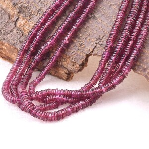 4 Strand Lot Garnet Natural Gemstone Coin Plain Loose Beads 4x8mm(Approx) 16&quot; AA+ Quality For Designer Fashion Jewelry Making Beads