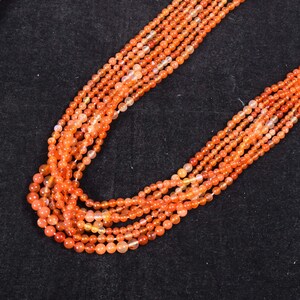 7 Strand Lot Natural Carnelian Gemstone Round Plain Loose Beads 3-4.60mm 16&quot; Strand AA+ Quality For Designer Fashion Jewelry Making Beads