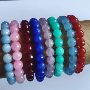Bracelet Natural Quartz Gemstone Color Treated Quartz Round Faceted Bracelet Stretchable Bracelet Fashionable Bracelet Christmas Bracelets