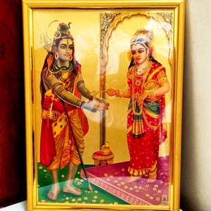 Annapurna Devi and Lord Shiva Gold Foil Poster Print