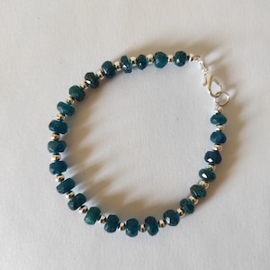 Bracelet Apatite Rondelle Faceted Beads Natural Gemstone Fashion Jewelry 7&quot; Bracelet N-6068
